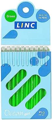 Linc Ocean Classic 0.55mm Gel Pen | Green Ink | Set Of 10 : Amazon.in ...