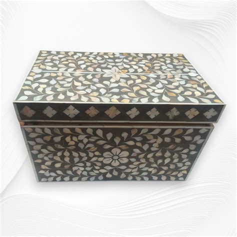Mother of Pearl Inlay Jewelry Box Dark Grey – Luxury Handicrafts