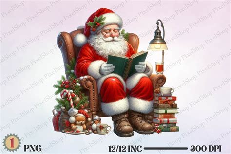 Christmas Santa Reading Book Graphic by Dream Print · Creative Fabrica