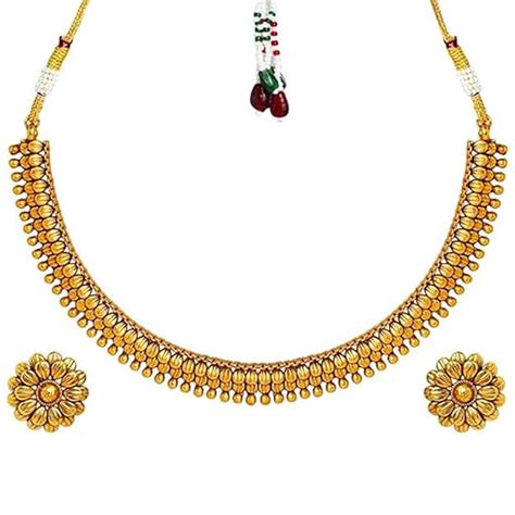 Buy Fashion Frill Necklace for Women | Golden Necklace Set | Flower ...