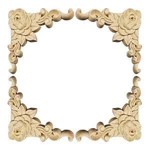 4Pcs Wall Moulding Panels, Wood Carved Applique, Brown Readymade Wall ...