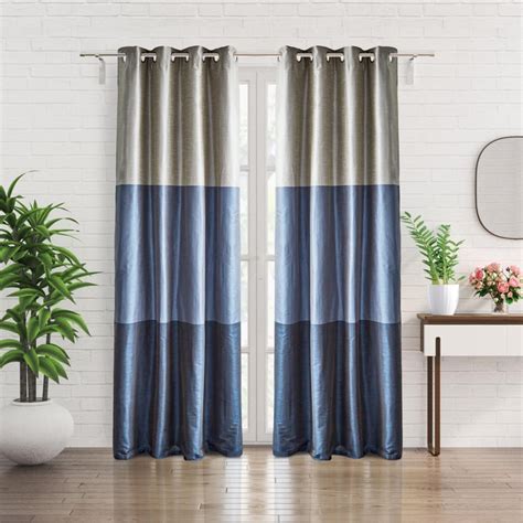 Buy Contempo Set of 2 Colourblock Room Darkening Door Curtains from ...