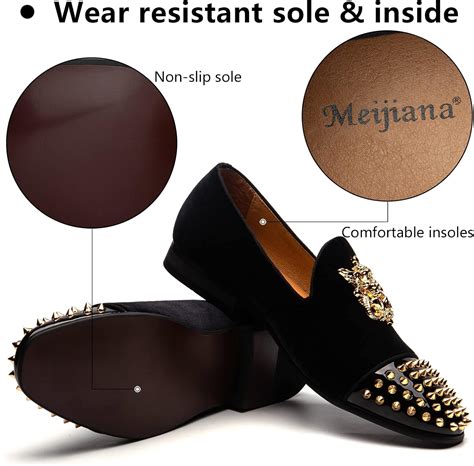 Buy Meijiana Mens Velvet Loafers Dress Shoes with Metal Embellishments ...