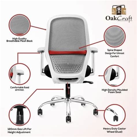 Medium Back Mesh Chair - OC 11 POLO GREY RED High Back Mesh Chair ...