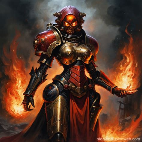 Cosmic Grimdark Pyromancer Portrait | Stable Diffusion Online