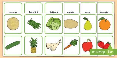 I nomi della frutta e della verdura Gioco da Tavola