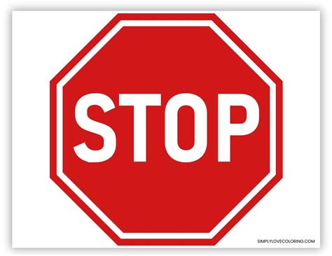 Printable Stop Sign (Free PDF Download) - Simply Love Coloring