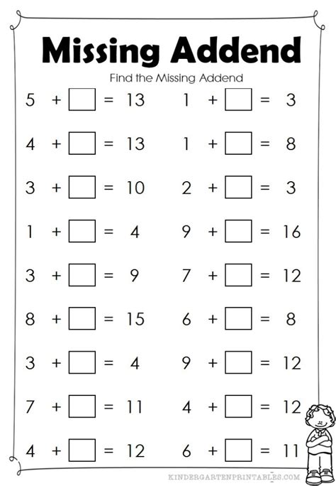 Image result for Math Missing Addend Worksheet
