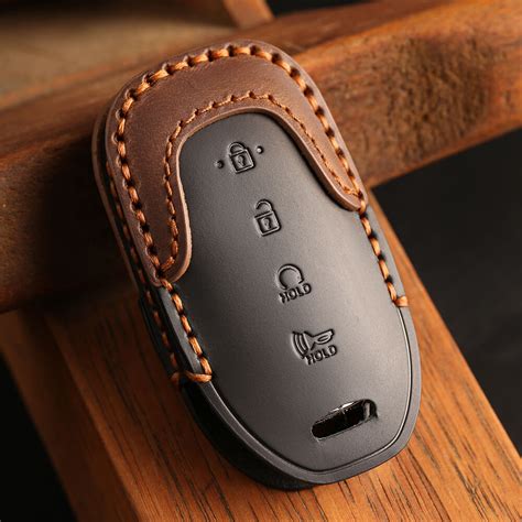 Keyzone dual leather key cover for Verna 2020 onwards 4 button smart k