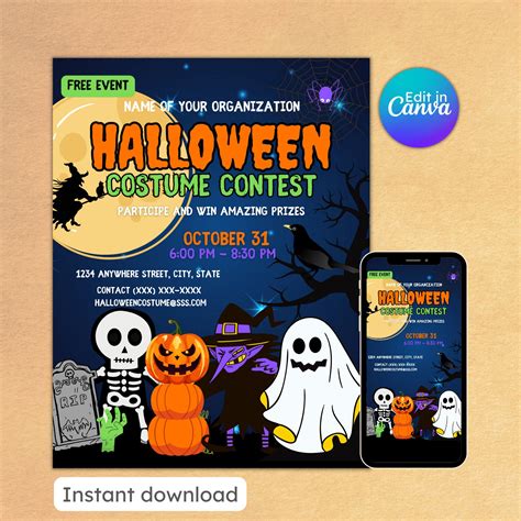 Halloween Costume Contest Flyer, Party Invitation, School Pto Pta, Kids Halloween, Spooky Season ...