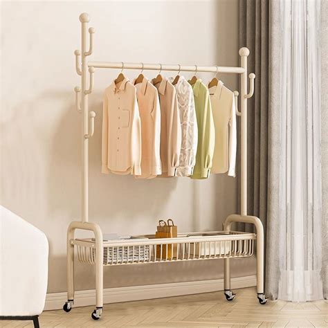 LEOPAX Metal Clothes Rail, Garment Rack with Bottom Shelves for Storage ...