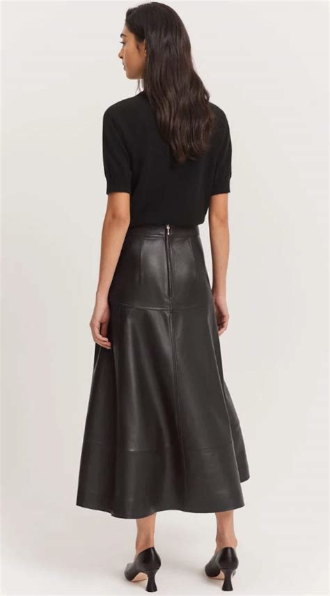 Skirts Women Leather Skirt in Genuine Black Leather Skirts Women ...