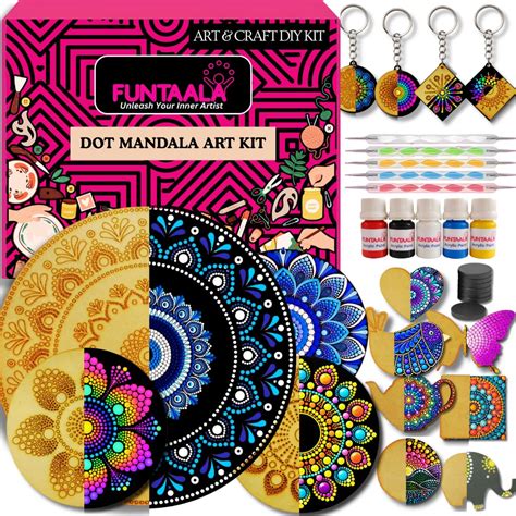 Funtaala Dot Mandala DIY Art Kit for Kids & Adults | Engraved MDF Wall ...