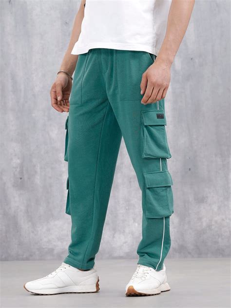 Men’s Relaxed Fit Knit Jogger With Utility Pockets | Teal – Wrogn