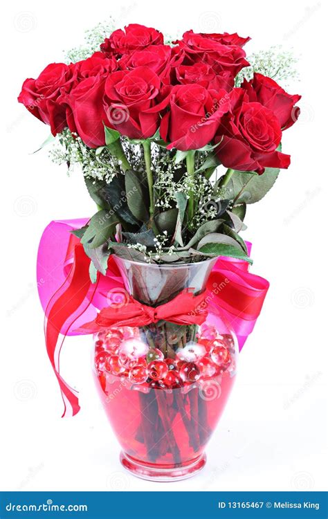 Dozen red roses in vase stock image. Image of flora, bouquet - 13165467