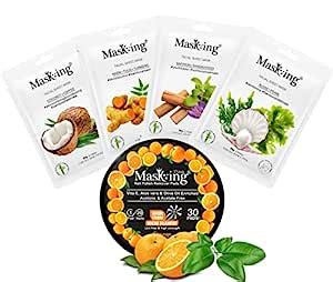 Buy MasKing Bamboo Facial Sheet Mask For Coconut, Neem, Saffron & Algae ...