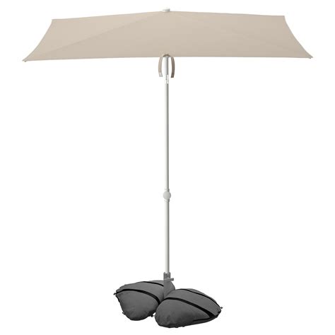 TVETÖ / Iggön parasol with base, tilting grey-beige/white dark grey ...