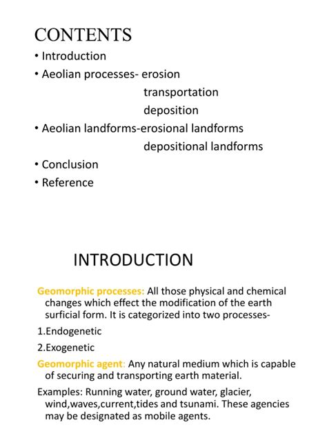 Wind as a Geomorphic Agent: Aeolian Processes, Landforms, and their Significance in Arid ...