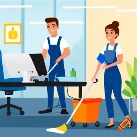 Office cleaning job in progress on Craiyon