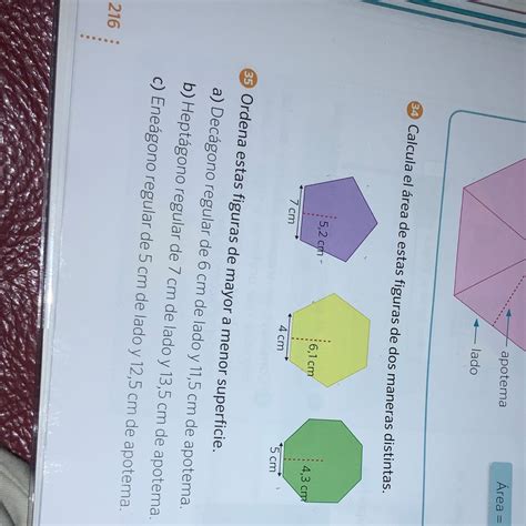 Ordena estas figuras de mayor a menor superficie - Brainly.lat