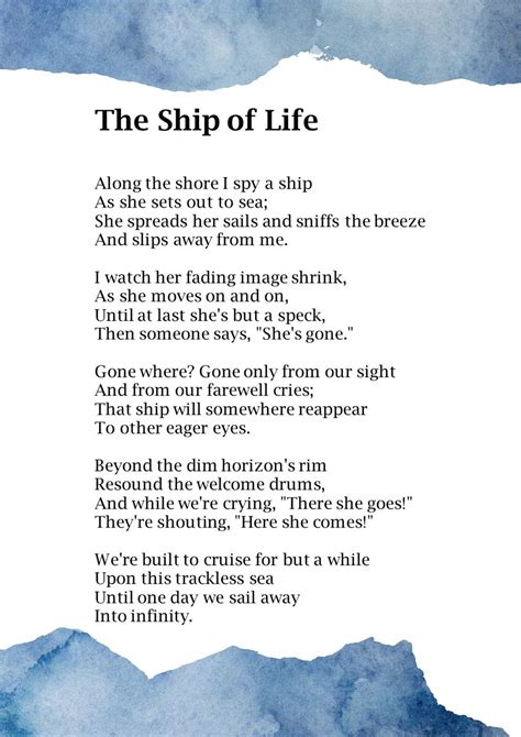The Ship of Life - Poem. Funeral. Bereavement Gift. Memorial Gift. Loss ...