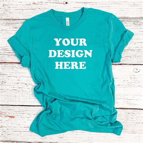 Bella Canvas Mockup, 3001 Teal T Shirt Mockup, Turquoise Shirt Mock Up ...
