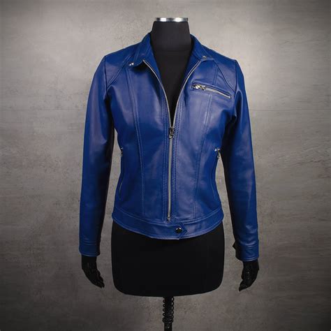 Chaqueta en cuero Azul W3008 – LA CHAQUETERIA