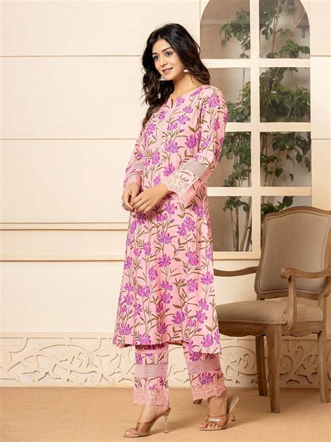 Shop trendy pure cotton kurta pant sets for women online – Yufta Store