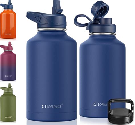 Amazon.com: CIVAGO 64 oz Insulated Water Bottle With Straw, Half Gallon ...