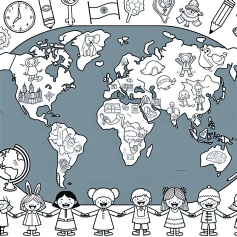 Coloring Page: World Map Color Page for Kids