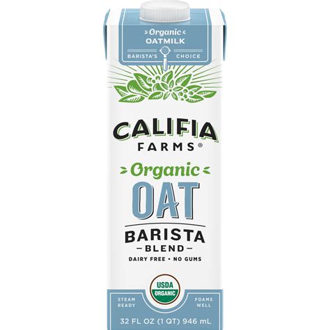 Califia Farms - Organic Oat Barista Blend Oat Milk, 32 oz, Shelf Stable ...