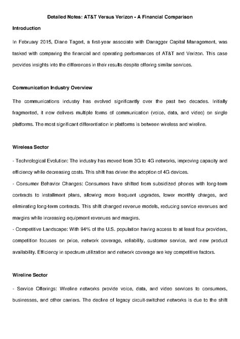 Detailed Notes ATT vs Verizon - Introduction In February 2015, Diane ...