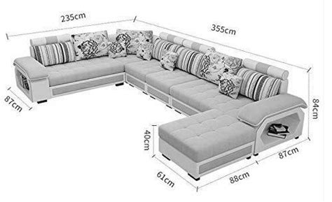 U Shape Sofa Set:- Fabric 9 Seater Sofa Set with 4-Puffies (Brown and ...