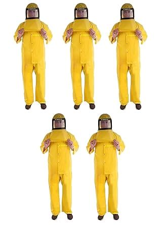 II SAFETY PVC Yellow PPE Chemical & Acid Resistant Suit (Pack of 5 Set ...