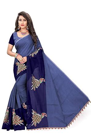 Indian Fashionista Women's Chanderi Cotton Saree with Blouse Piece ...
