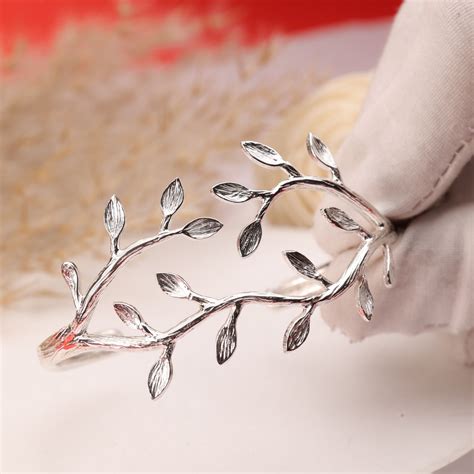 Leaf Vine Open Cuff Silver Bracelet | 925 Sterling Silver Jewellery ...