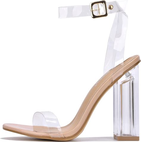 Buy Cape Robbin Maria-2 Clear Chunky Block High Heels for Women ...