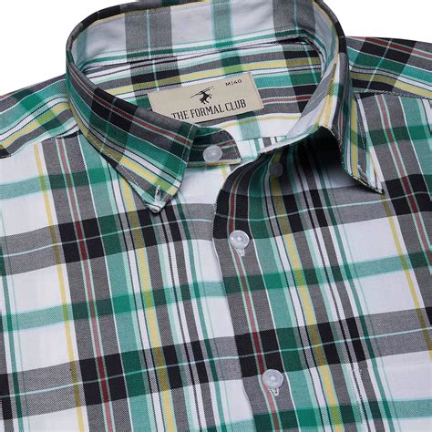 Maverick Cotton Check Shirt In Green & White – The Formal Club
