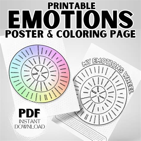 Printable Emotion Wheel Poster & Coloring Page for Building - Etsy