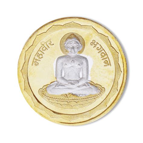 Silverwala 999 Pure Silver Gold Plated Mahaveer Swamy with Navkar ...