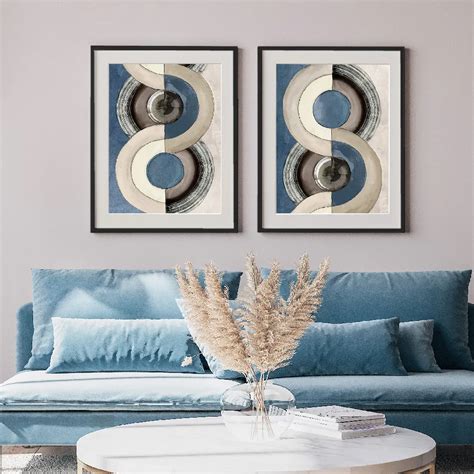 Framed Wall Art Painting Set of 2 on Paper, Titled: Geometric Cool ...