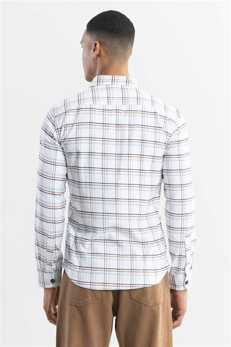 Buy Men's Grid Hatch White Checks Shirt Online | SNITCH