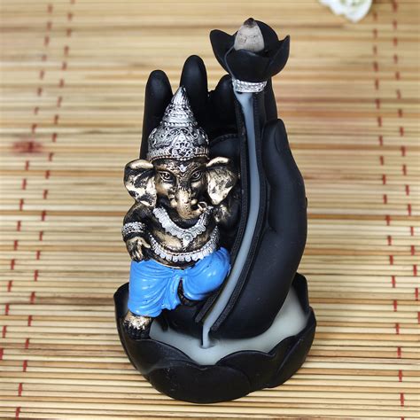 Lord Ganesha Smoke Backflow Cone Incense Holder Decorative Showpiece ...