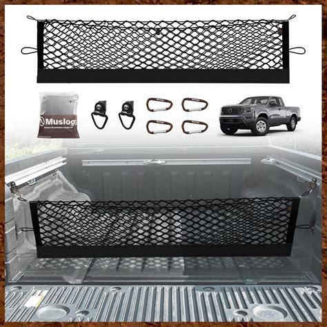 Muslogy Truck Bed Cargo Net Compatible with Nissan Frontier 2022-2024 2025 Accessories Storage ...