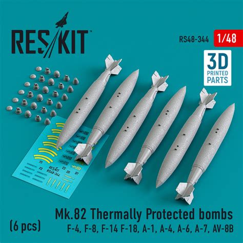 Mk.82 thermally protected bombs (6 pcs) (3D Printed) (1/48)