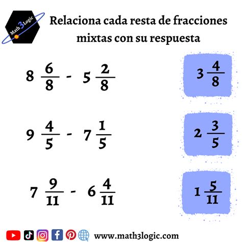Ejercicios Interactivos - Suma y resta de fracciones igual denominador ...