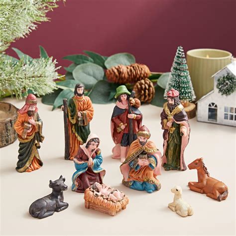 BAKEFY- Mini Nativity Scene Figurine Set,10 Pieces Religious Christmas ...