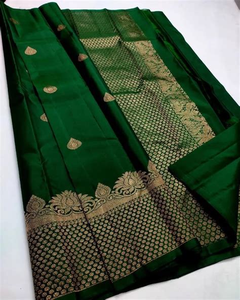 Girlish Dark Green Soft Silk Saree With Impressive Blouse Pi