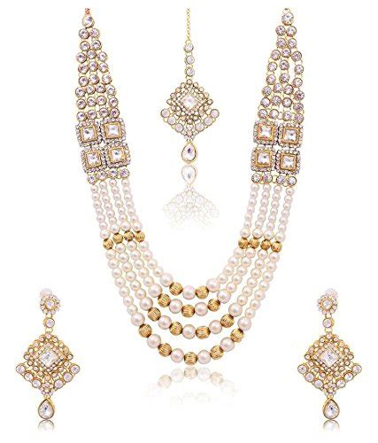 Buy Penny Jewels Enameled Pearl Contemporary Stylish Wedding Necklace ...