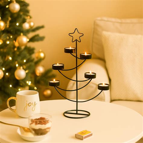 MARKET 99 Star T-Lite Holder with 6 Wax T-Lites Included – Green Metal ...